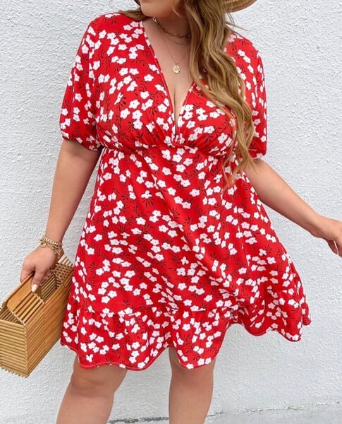 Robe d'été florale rouge