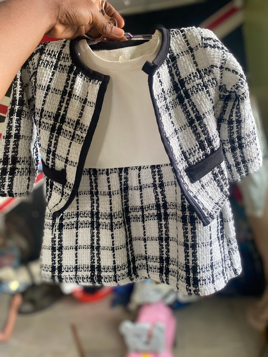 Robe et veste à carreaux enfant