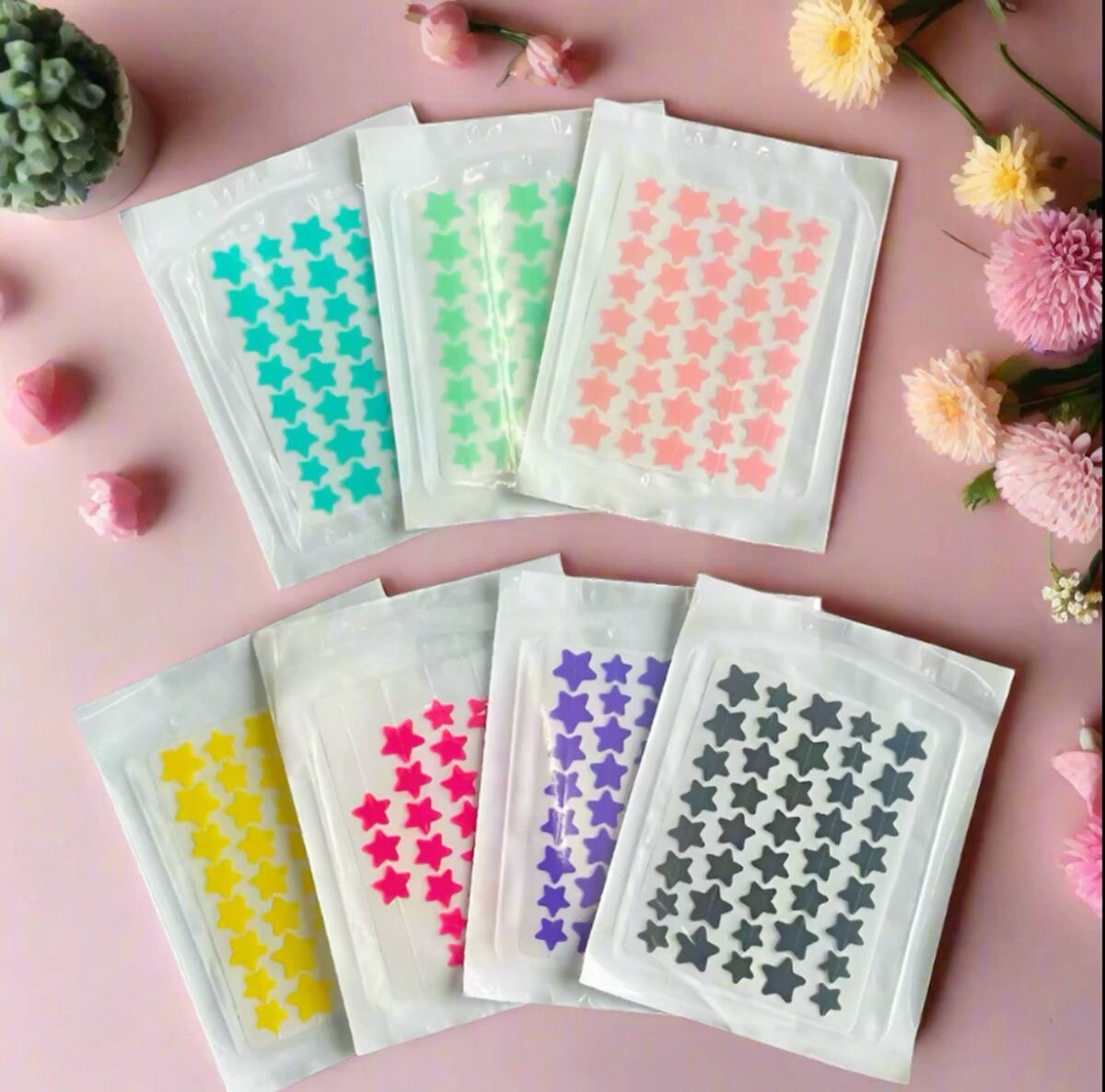 Étoiles autocollantes colorées