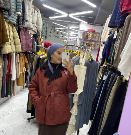 дубленка красная 