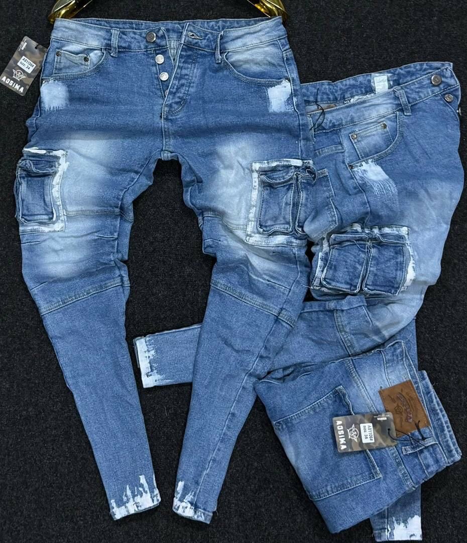 Men's Distressed Cargo Jeans