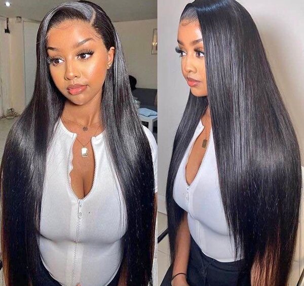 Perruque Lace Front noire longue