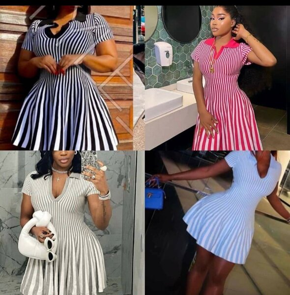 Robe Courte à Rayures Élégante