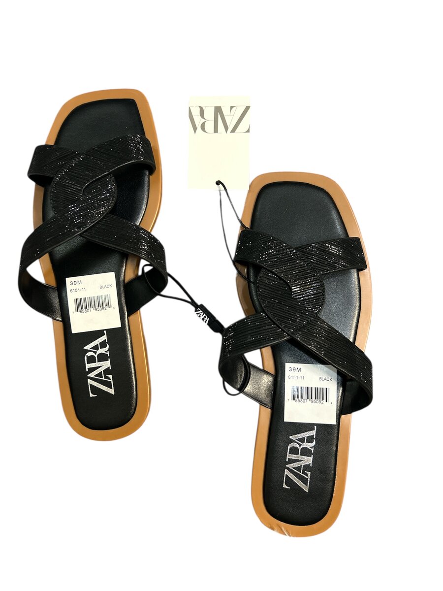 Sandales plates noires Zara