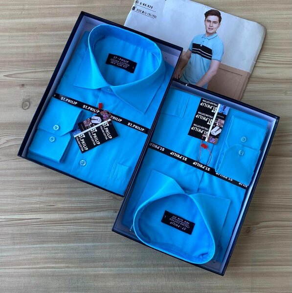 Long sleeve plain shirt - Turquoise blue