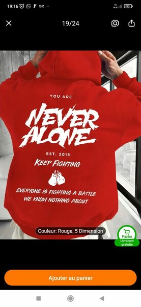 Sweat à Capuche "Never Alone"