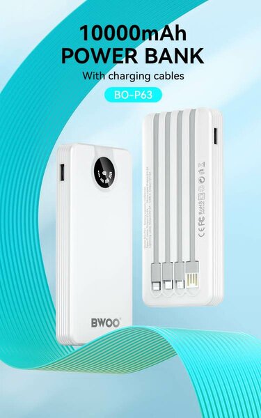 Power Bank 10000Mah avec 4 câbles