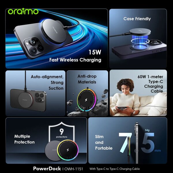 ORAIMO POWER DOCK 15W Magnetic Wireless Charging Pad