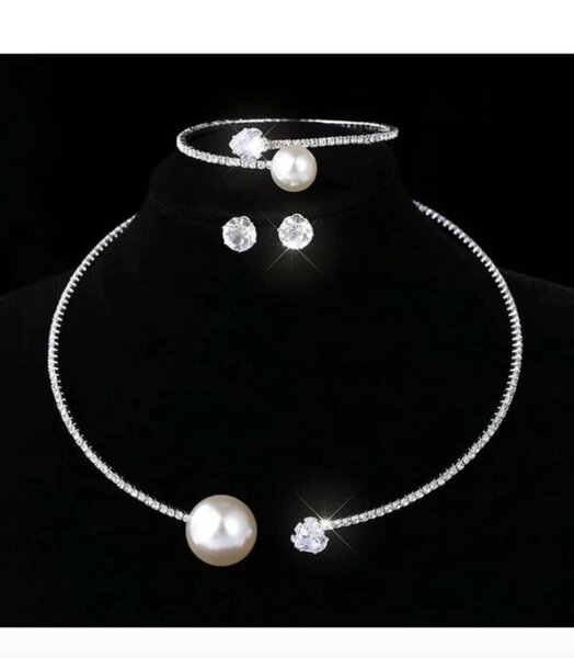 Beautiful steel and pearl necklace