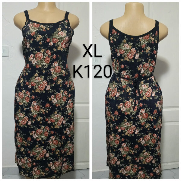 Women's long dress with floral print, size XL