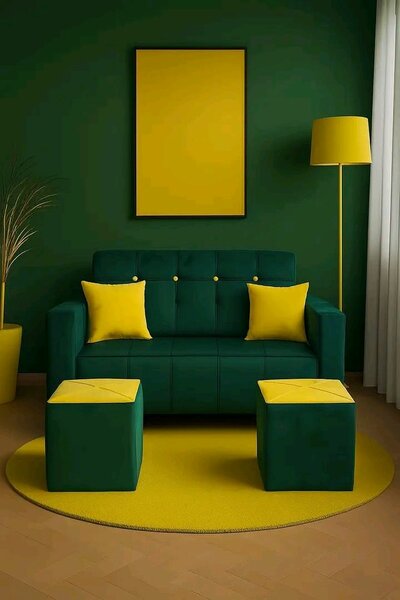 Canapé Moderne Vert et Jaune