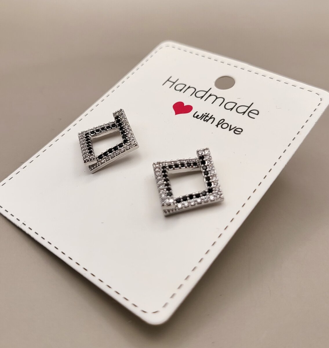 Black silver Zircon stud