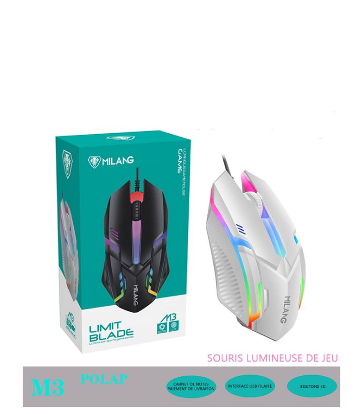 Souris filaire blanche RGB