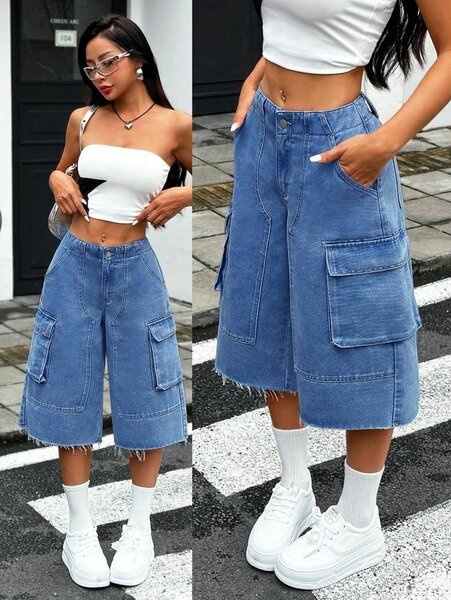 Jupe-culotte en denim pour femmes