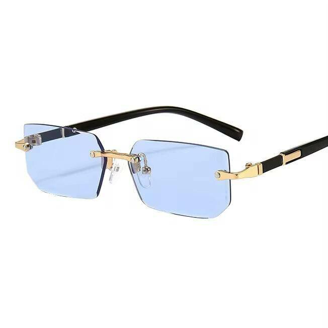 Lunettes de Mode Bleu et Or