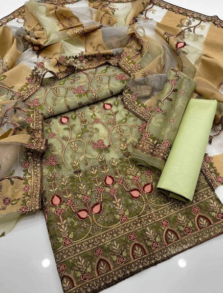 3pc organza suit with cotton silk