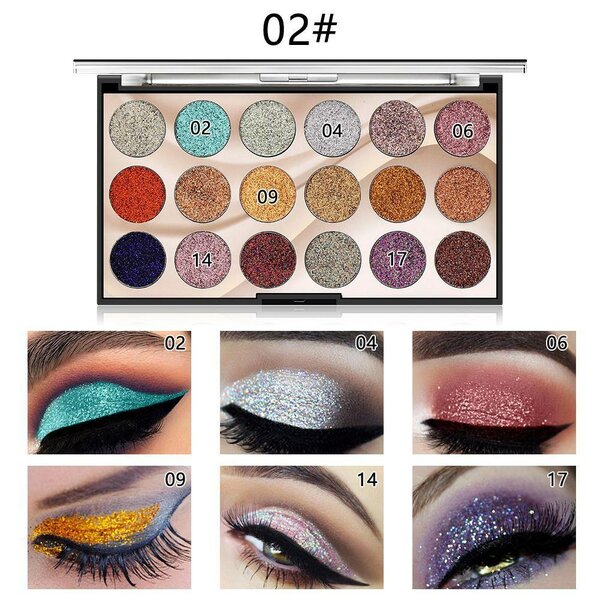 MISS ROSE 18-Color Sequin Glitter Eyeshadow Palette  5.0