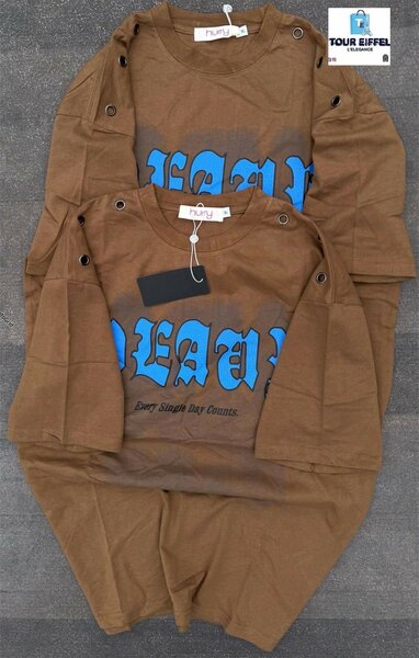 T-shirt marron imprimé