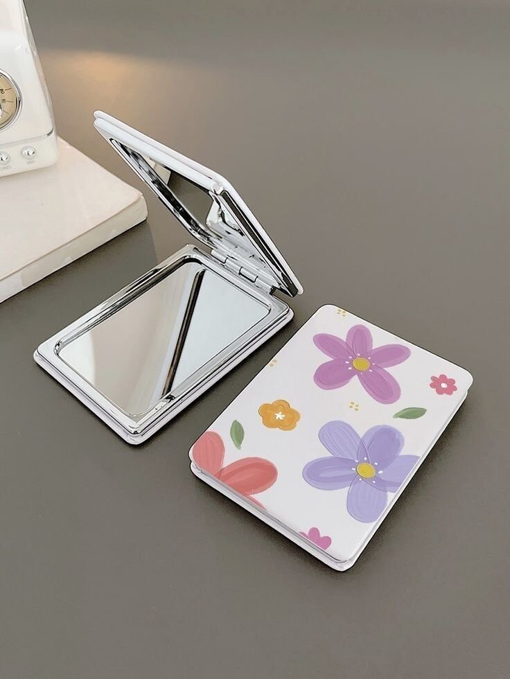 Miroir de poche pliable floral