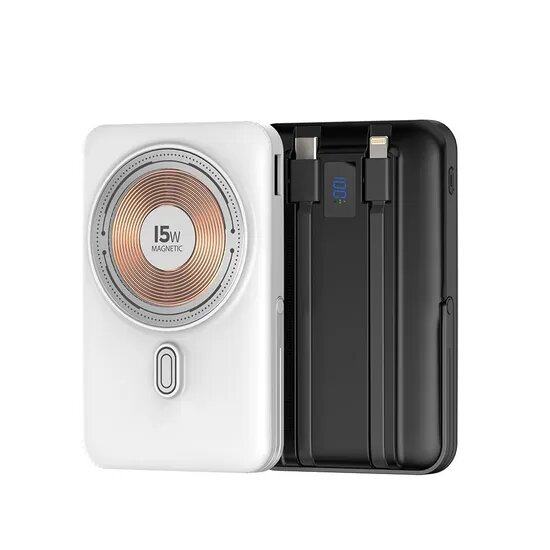 ASPOR A327 10000mAh Wireless Power Bank with Built-in Cables