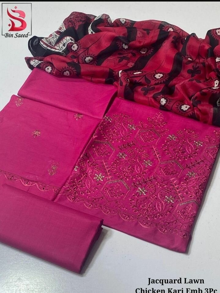 3pcs women's unstitched chikanari suit