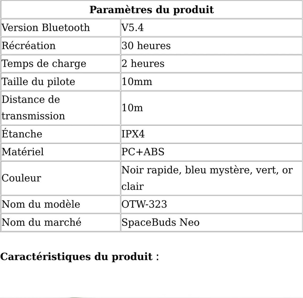 Écouteurs sans fil SpaceBuds Neo