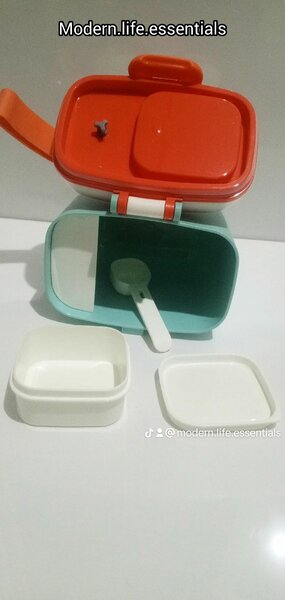 TEDEMEL SNACK CONTAINER, fruit storage, divider and spoon