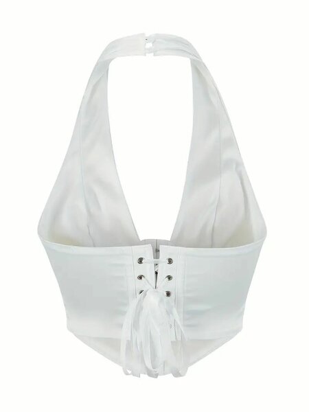 Top corset satiné blanc