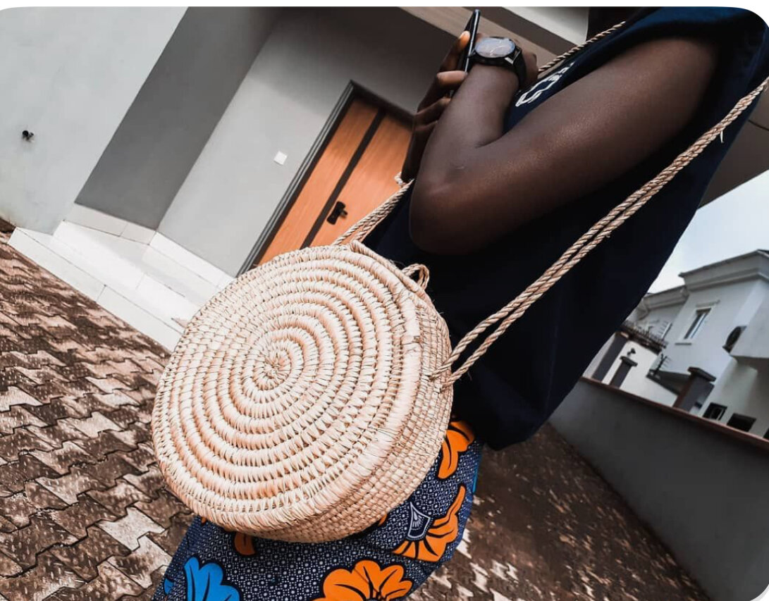 Sac bandoulière en rotin rond