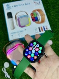 Crown K12 7 in 1 smartwatch with karaoke set