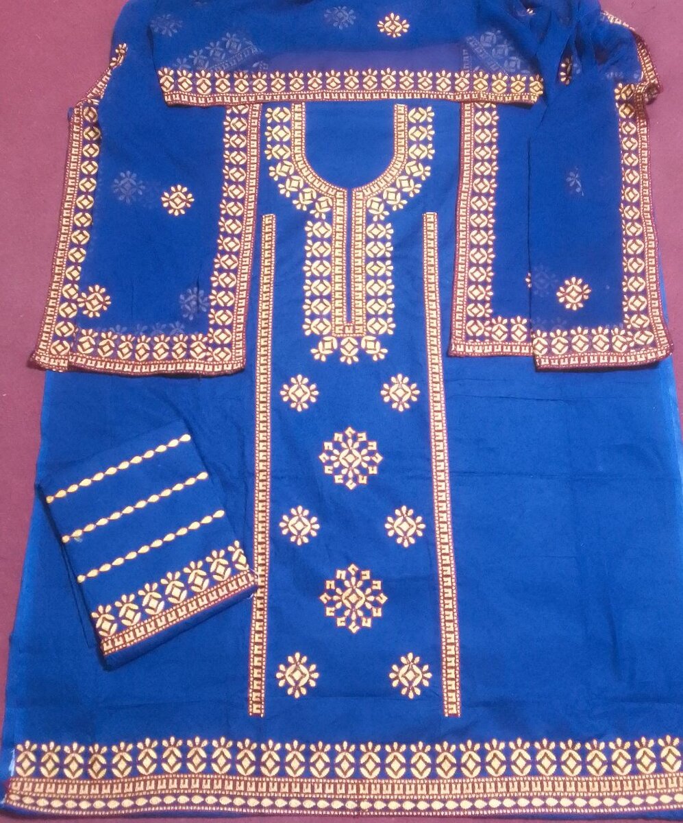 Cotton lawn 4side dupatta
