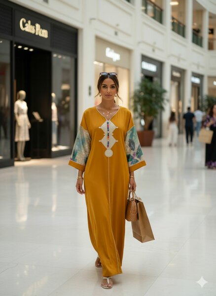 Robe longue avec manches brodées