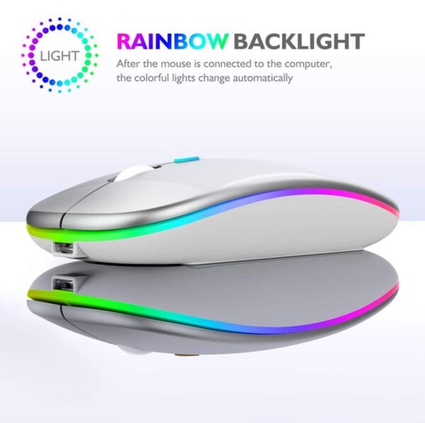 Colorful LED 2.4G Rechargeable Ultra-Thin Wireless Mouse -