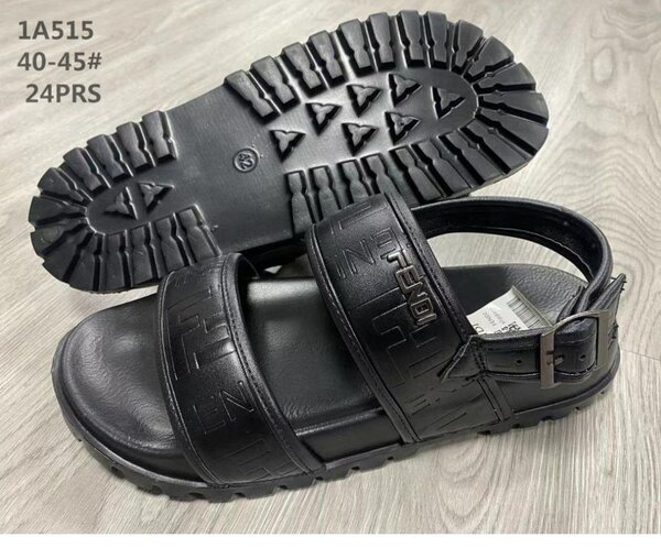 Sandales en cuir noir homme