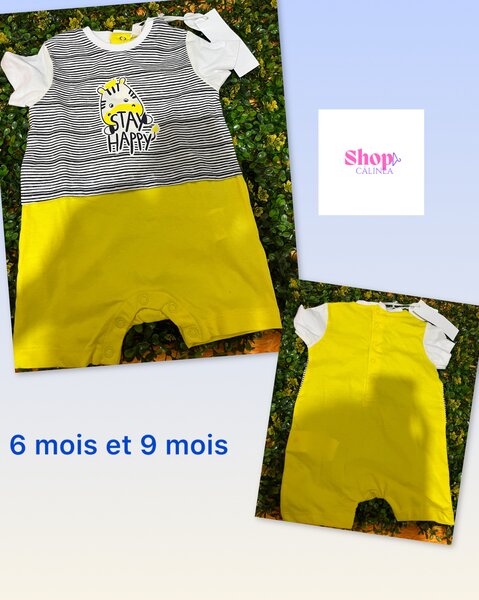Combinaison bébé rayée jaune