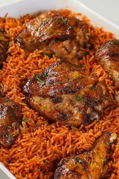 Nigerian Jollof Rice poulet