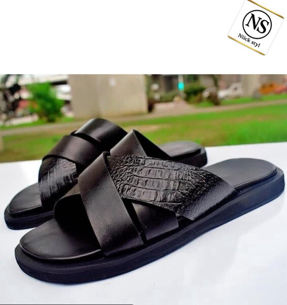 Sandales en cuir croisé homme