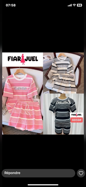 Ensemble fille rayé confortable