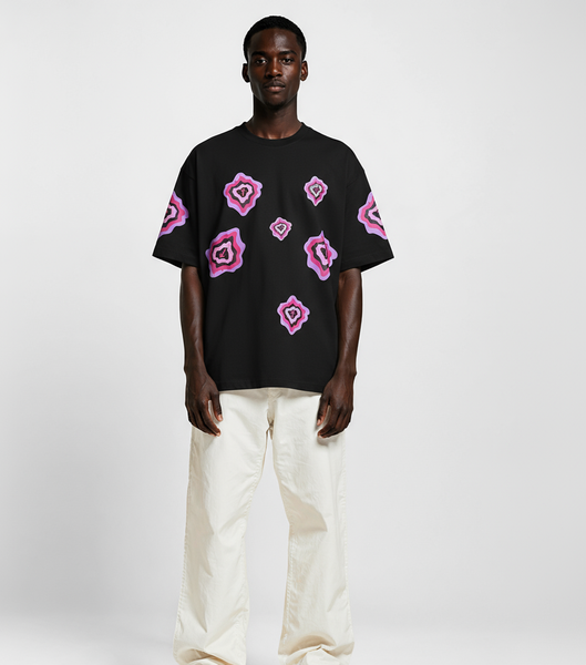 T-shirt noir imprimé moderne