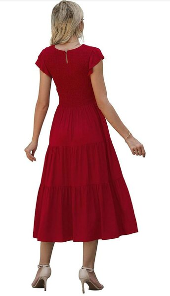 GRECERELLE Womens Summer Maxi Dress - Casual Midi Smocked