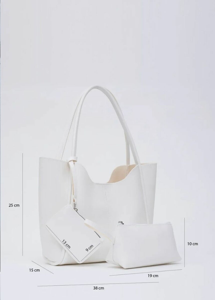 Elegant White Tote Bag Set
