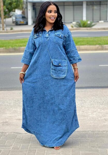Robe longue en jean chic