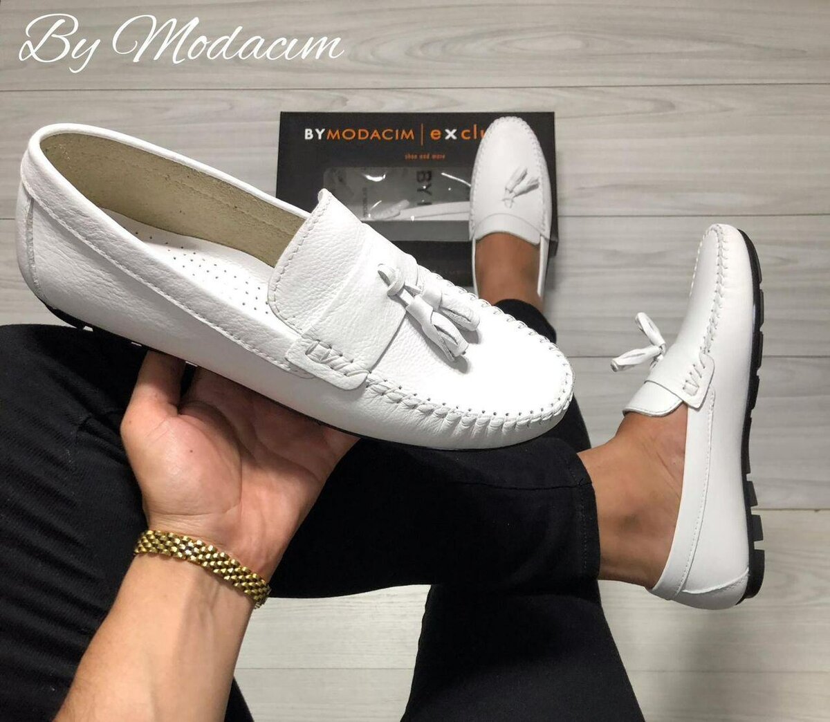 Mocassins Homme Blanc Élégant