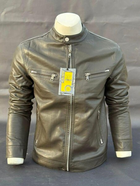 Blouson en cuir marron homme
