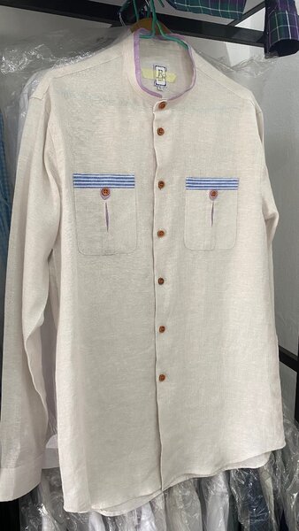 Chemise en lin col mao élégant