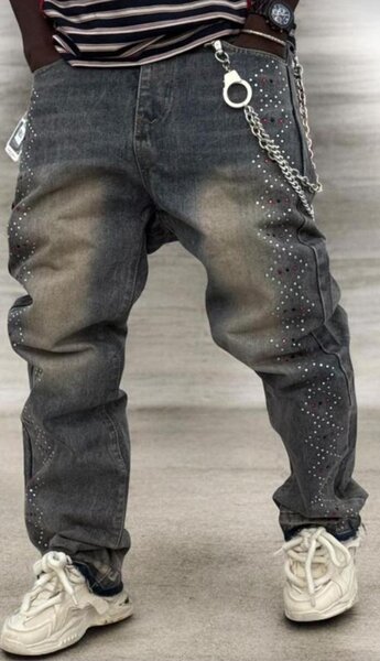 Jean baggy avec chaînes