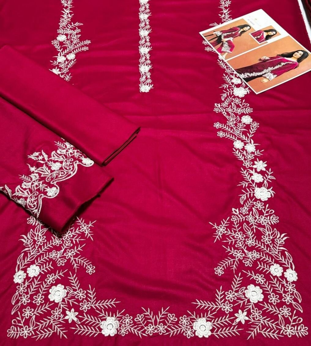 2 PCs Woman,s Unstitched Embroidered Suit