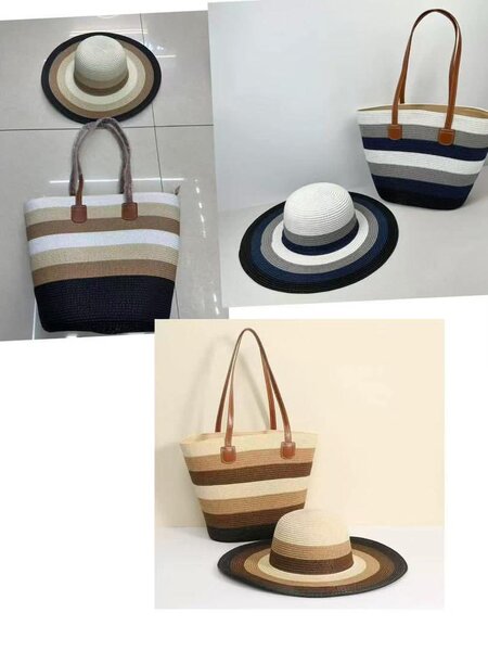 Chapeau et sac de plage en paille
