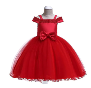 Girl Dress For Red ( Fabric Silk And Net)