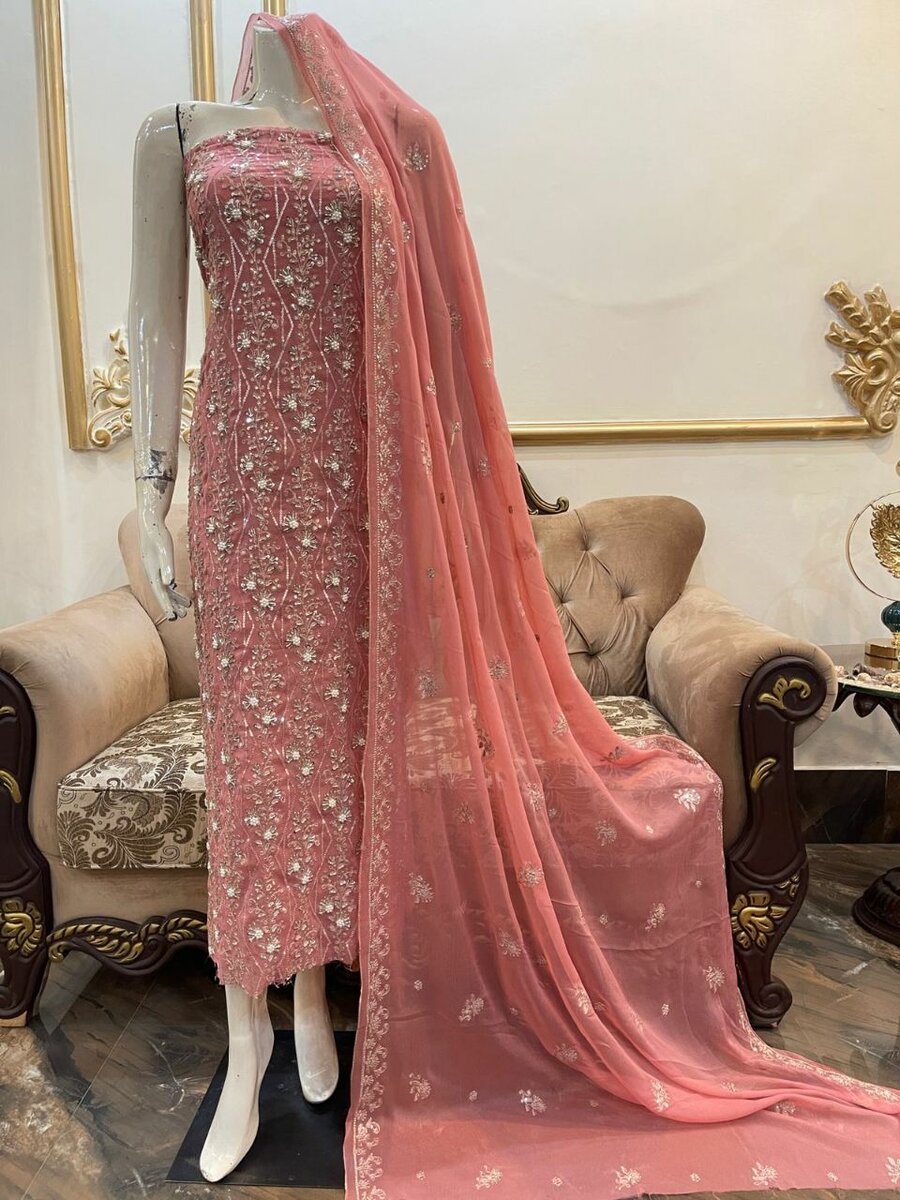 New pure chiffon  unsatich 3 pc,Dc Free